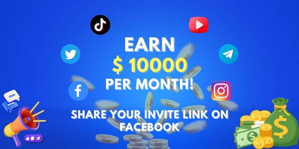 Blue social referral earning campaign artwork